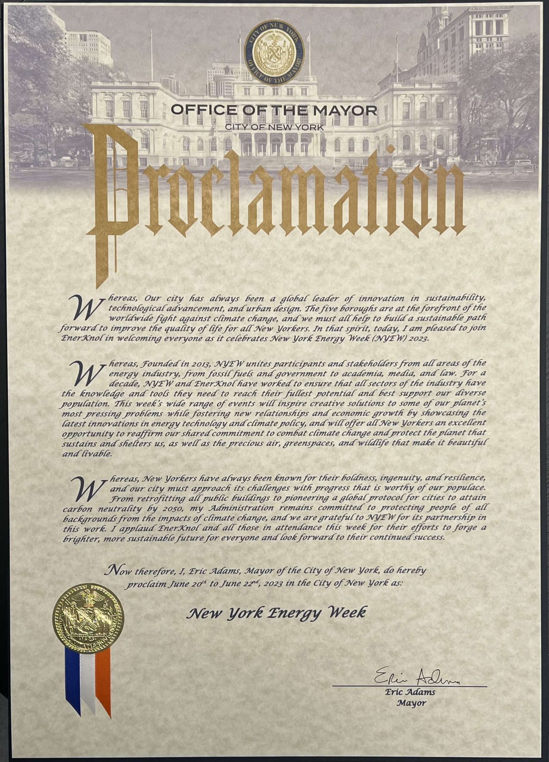 Mayor Proclamation NYEW2023