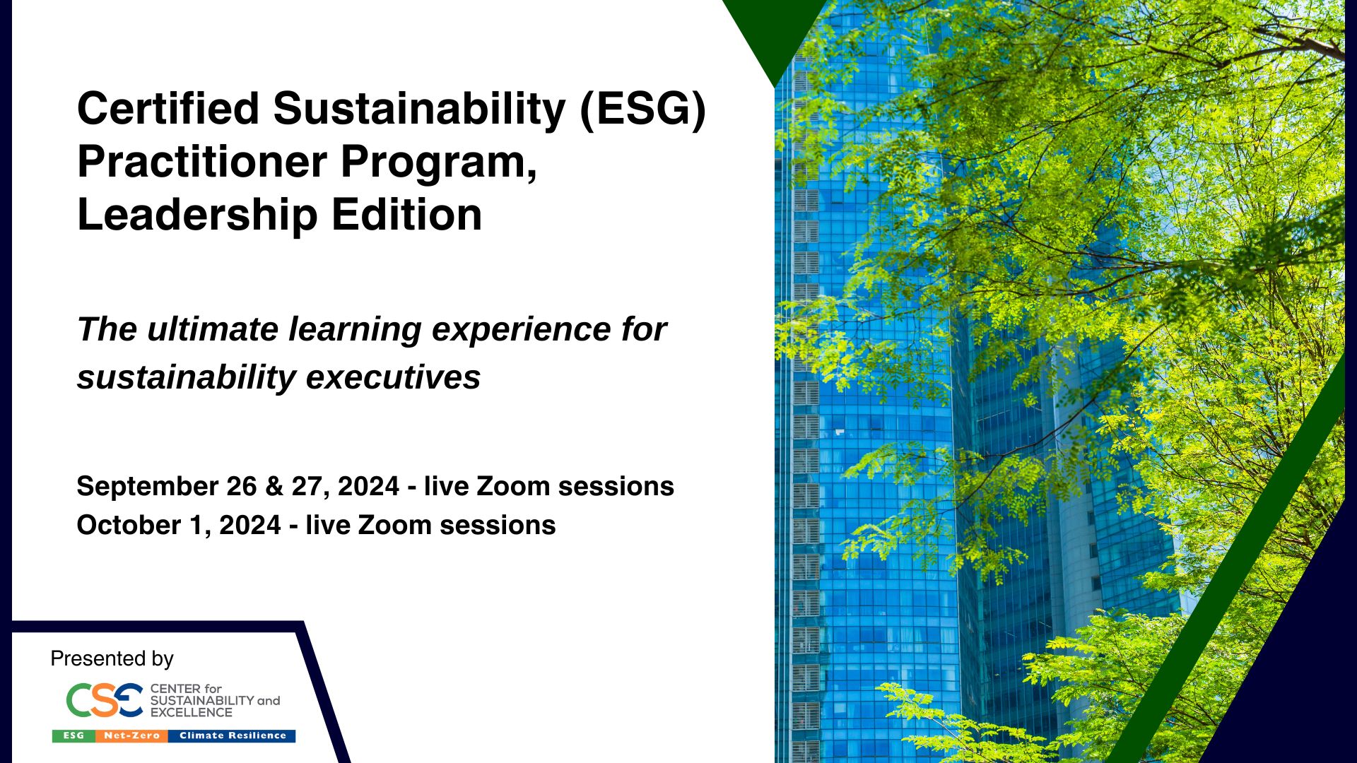 Certified Sustainability (ESG) Practitioner Program, Leadership Edition